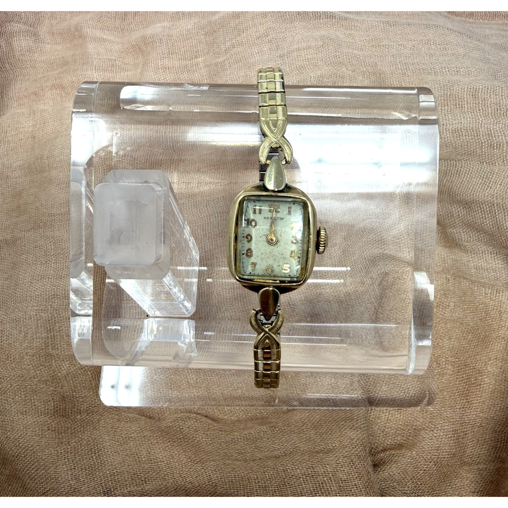 Vintage Hamilton Ladies Watch 10K Gold Filled Art Deco USA Stretch Band